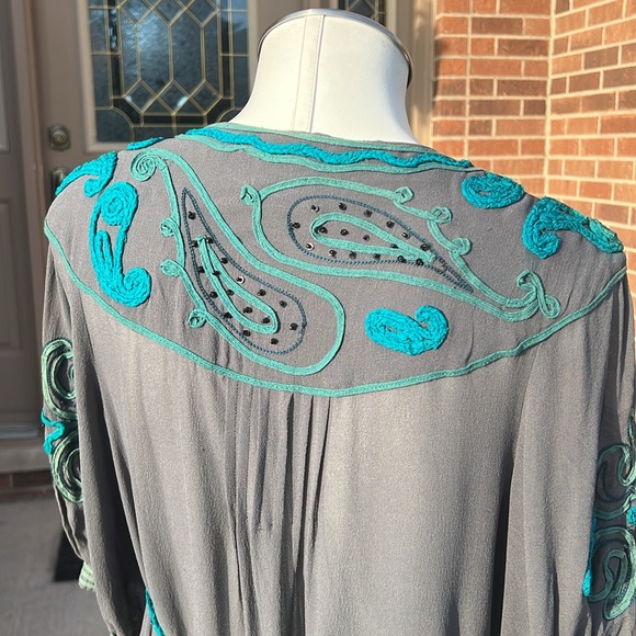 Nanette Lepore grey and teal  dress size 6, - Picture 9 of 12